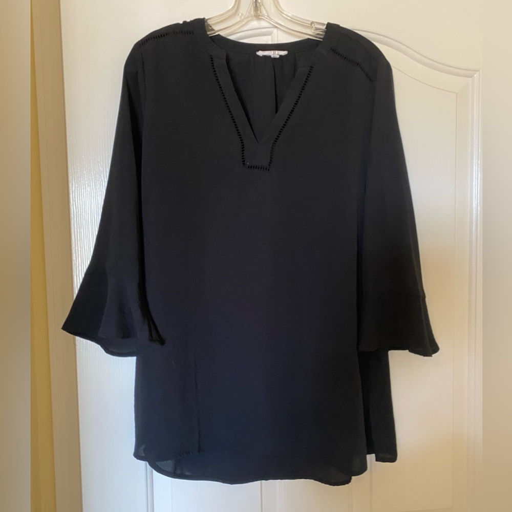 Maurices Women’s Tunic Blouse Top Bell Sleeves Black Medium M